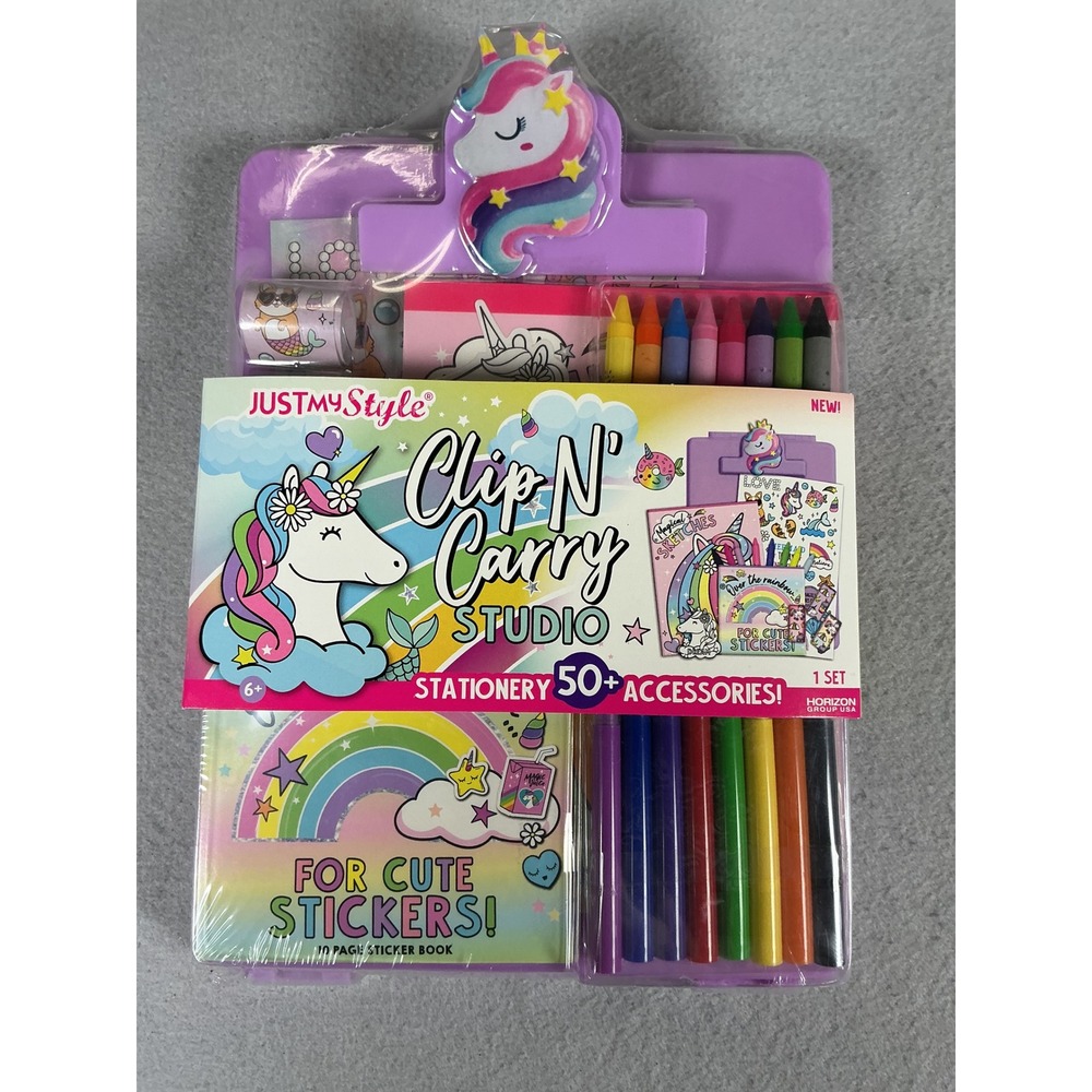 Just My Style Clip N Carry Studio Unicorn Stationery 50+ Accessories Art Set New